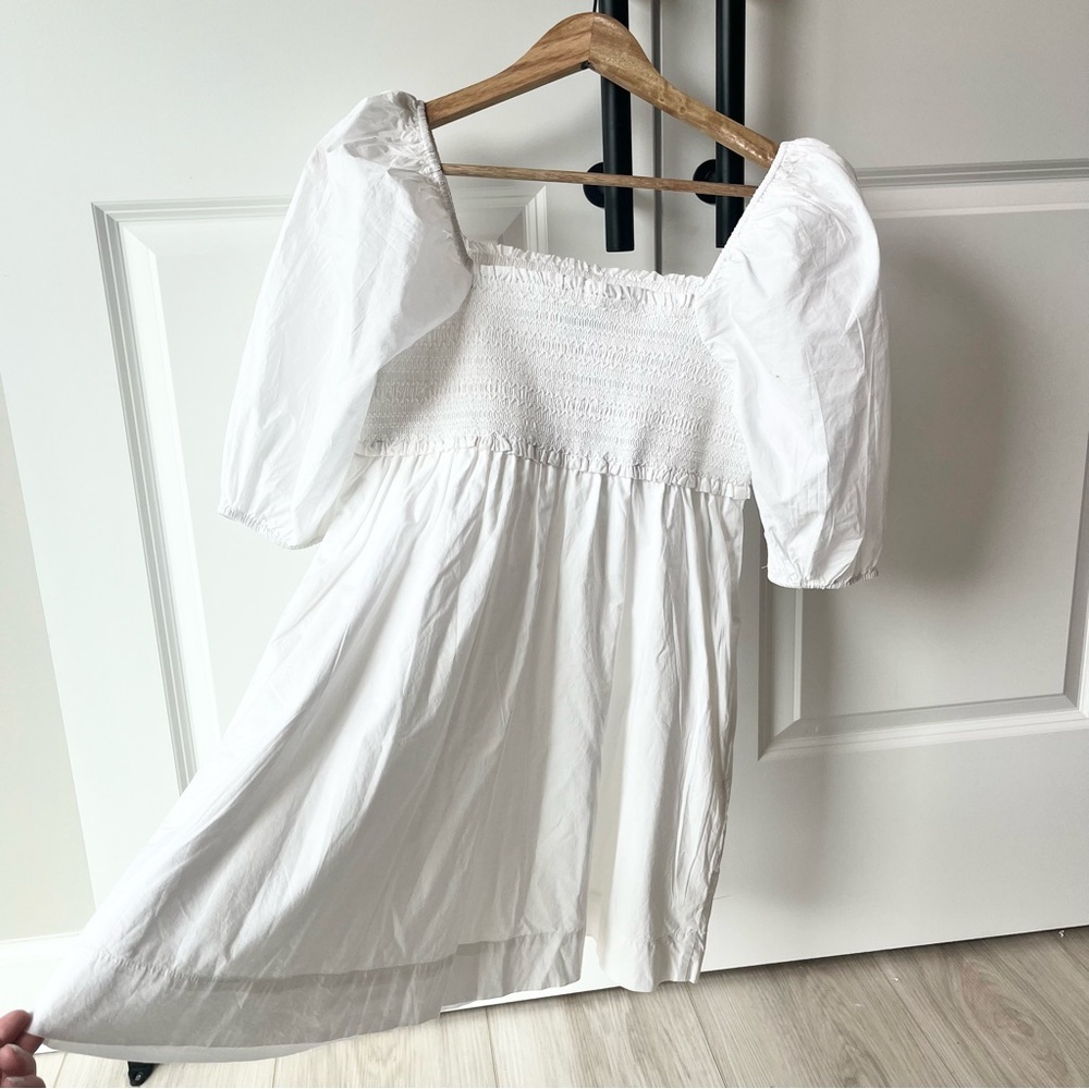NWT American Eagle Outfitters White Cotton Puff Sleeves Dress Size S